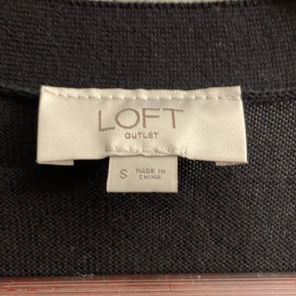LOFT size small black button down cotton cardigan - Picture 3 of 4
